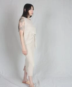 Wol Hide Rib Skirt Sand