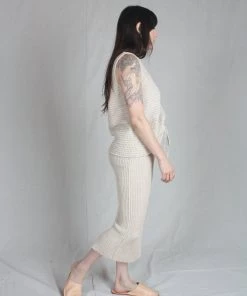 Wol Hide Rib Skirt Sand