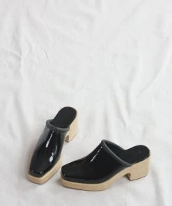 Rachel Comey Salta Clog Black Patent Croc Shoes