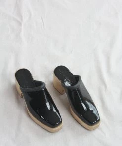 Rachel Comey Salta Clog Black Patent Croc Shoes