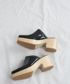 Rachel Comey Salta Clog Black Patent Croc Shoes