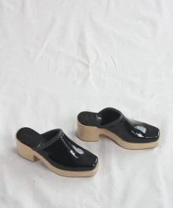 Rachel Comey Salta Clog Black Patent Croc Shoes