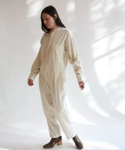 Black Crane Sale Carpenter Jumpsuit Cream