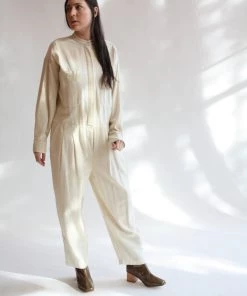 Black Crane Sale Carpenter Jumpsuit Cream