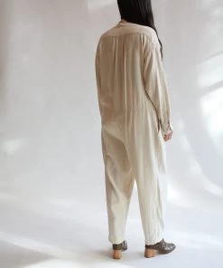 Black Crane Sale Carpenter Jumpsuit Cream
