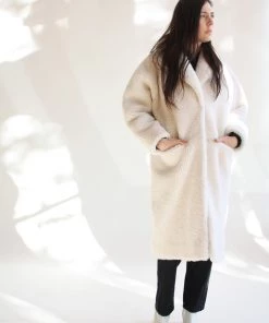 Apiece Apart Outerwear Cove High Pile Shearling Parka Cream