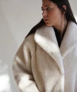 Apiece Apart Outerwear Cove High Pile Shearling Parka Cream