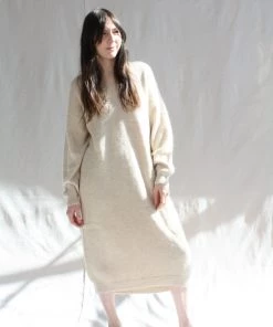 Lauren Manoogian Sale Suri V Neck Dress Beige