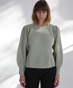 Apiece Apart Arne Puff Sleeve Sweater Mint Sweaters