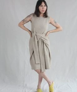 Lauren Manoogian Tie Dress Greige