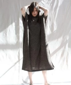 Lauren Manoogian Dresses Turtleneck Caftan Blackened Flax