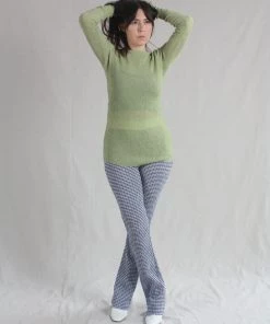 Nomia Pants Long Knit Pant Blue/ White Gingham