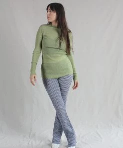 Nomia Pants Long Knit Pant Blue/ White Gingham