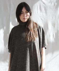 Lauren Manoogian Dresses Turtleneck Caftan Blackened Flax