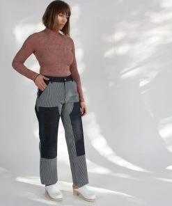 Nomia Optical Knit Mockneck Burgundy/Tangerine Shirts And Blouses