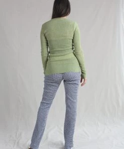 Nomia Pants Long Knit Pant Blue/ White Gingham