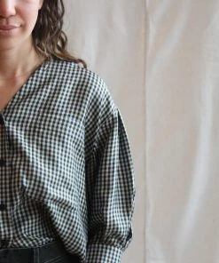 No.6 Turin Top Azure Mini Check