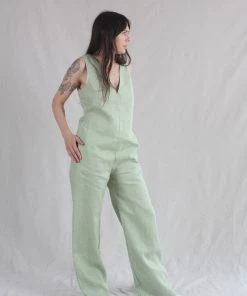 Nomia V Neck Jumpsuit Pistachio