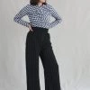 Nomia Split Hem Culotte Black/Ivory Pinstripe