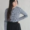 Nomia Shirts And Blouses Gathered Top Midnight/White Gingham