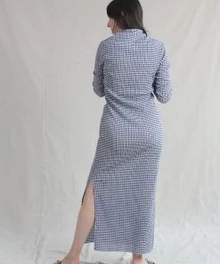 Nomia Longsleeve Knit Dress Blue/White Gingham