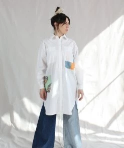 Carleen Patchwork Roadtrip Shirtdress White Dresses