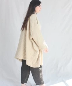 Black Crane Jackets Quilted V Neck Jacket Natural