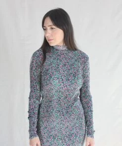 Nomia Long Sleeve Floral Tunic Black Multicolor