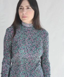 Nomia Long Sleeve Floral Tunic Black Multicolor
