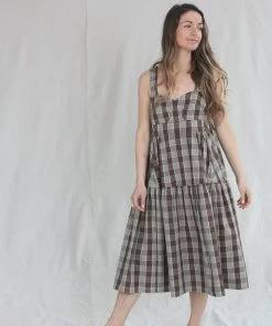 Caron Callahan New Arrivals Danya Dress Chocolate Plaid