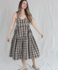 Caron Callahan New Arrivals Danya Dress Chocolate Plaid