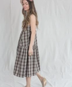 Caron Callahan New Arrivals Danya Dress Chocolate Plaid
