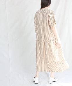 Black Crane Easy Dress Thin Stripe New Arrivals