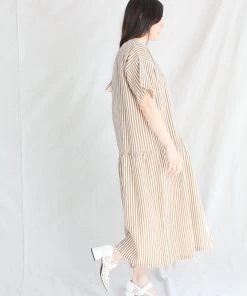 Black Crane Easy Dress Thin Stripe New Arrivals