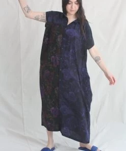 Anntian Asymetric Dress Panel Print B+C