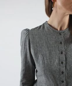 Town Clothes Rosa Blouse Onyx Houndstooth Shirts And Blouses