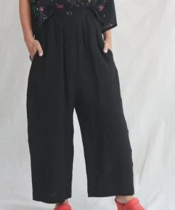 Anntian Wide Pant Black Crinkle