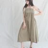 Black Crane Strap Dress Clay