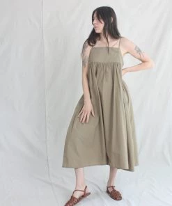 Black Crane Strap Dress Clay