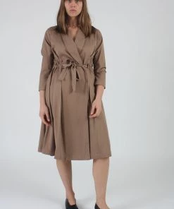 Black Crane Classy Wrap Dress/Coat Camel Dresses