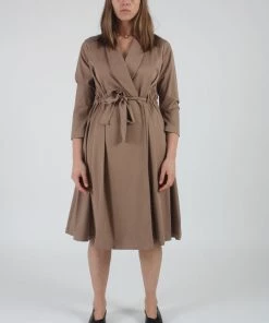 Black Crane Classy Wrap Dress/Coat Camel Dresses