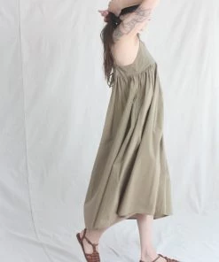 Black Crane Strap Dress Clay