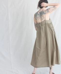 Black Crane Strap Dress Clay