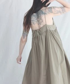 Black Crane Strap Dress Clay