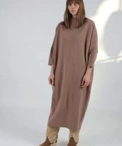 Black Crane Puff Dress Camel Wool