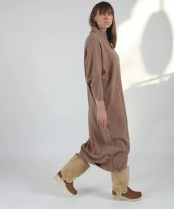 Black Crane Puff Dress Camel Wool