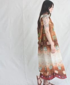 Anntian Deep Back Dress Panel Print M New Arrivals