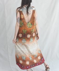 Anntian Deep Back Dress Panel Print M New Arrivals