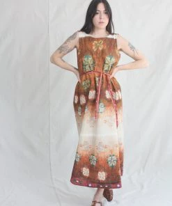 Anntian Deep Back Dress Panel Print M New Arrivals