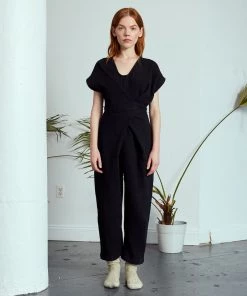 Rujuta Sheth Venus Wrap Jumper Black Jumpsuits